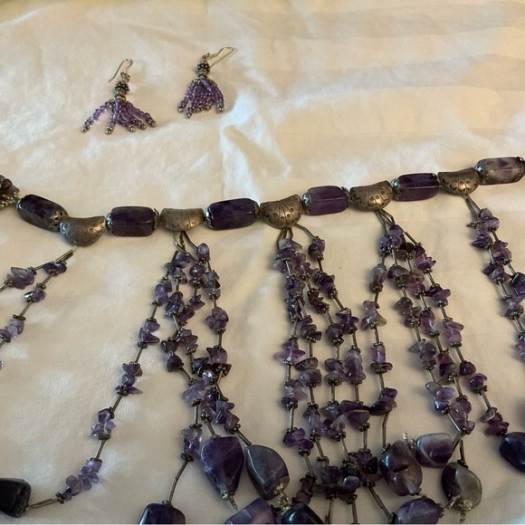 Statement piece. Substantial amethyst and silver necklace main image 2